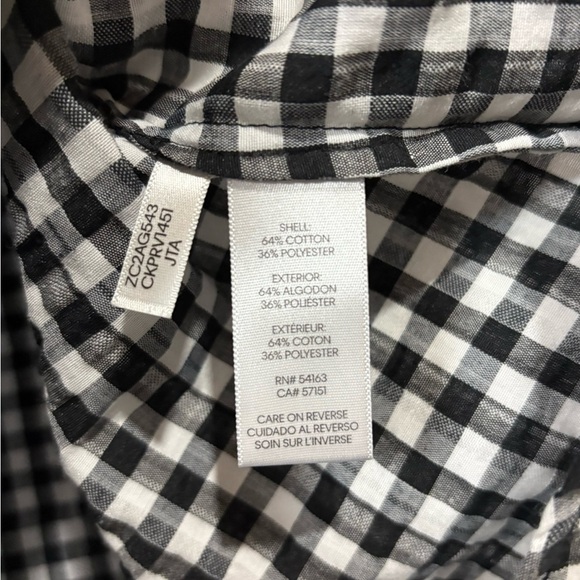 Calvin Klein, Gingham Puff Sleeve Blouse - Size M - Black & White - Picture 10 of 11